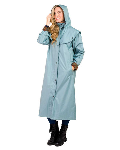 Smokey Blue coloured Jack Murphy Malvern Ladies Waterproof Bush Coat on white background #colour_smokey-blue