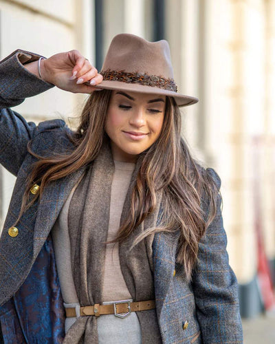 Mink Coloured Alan Paine Richmond Ladies Fedora On A Blurry Background #colour_mink