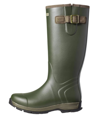 Olive Night coloured Ariat Men's Burford Insulated Wellington Boots on white background #colour_olive-night