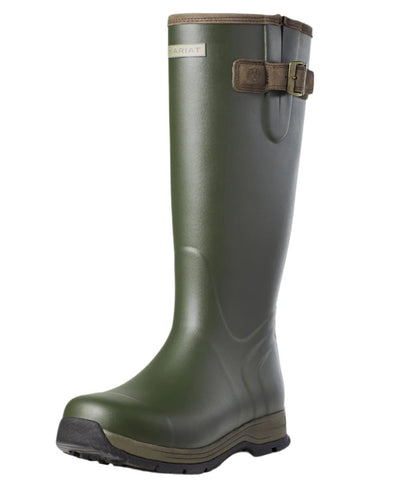 Olive Night coloured Ariat Men's Burford Insulated Wellington Boots on white background #colour_olive-night