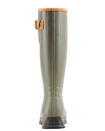 Olive Green coloured Ariat Women's Burford Insulated Wellington Boots on white background #colour_olive-green