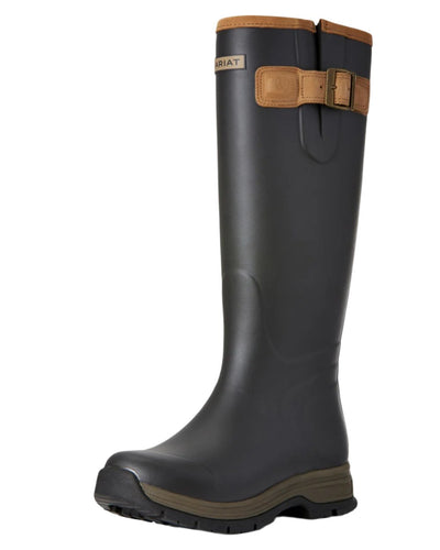 Brown coloured Ariat Womens Burford Wellington Boots on white background #colour_brown