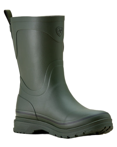 Dark Olive coloured Ariat Womens Burford Wellington Boots on white background #colour_dark-olive