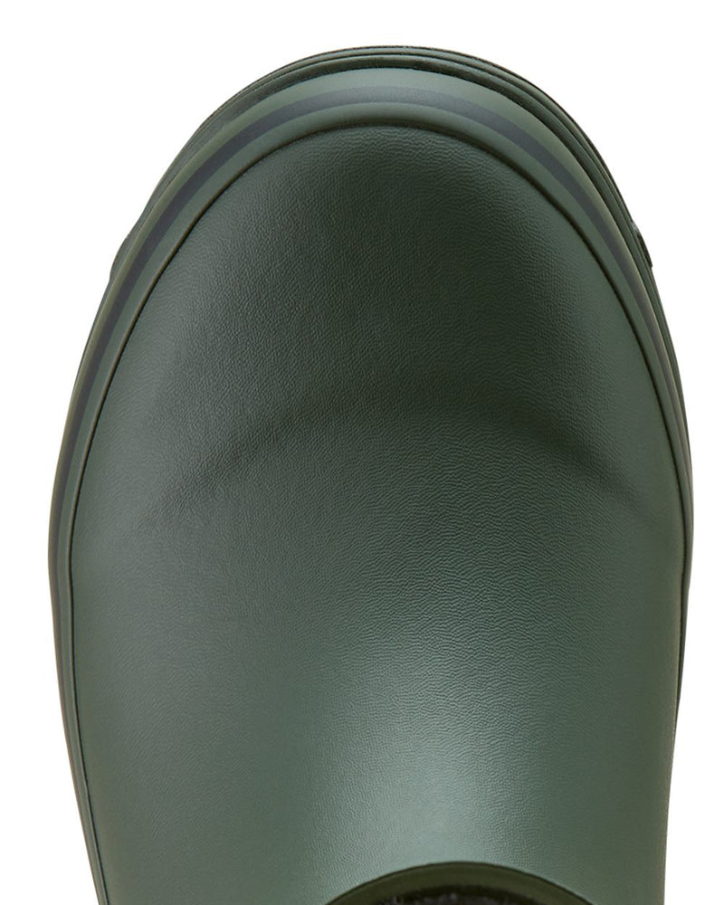 Dark Olive coloured Ariat Womens Burford Wellington Boots on white background 
