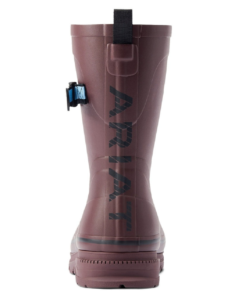 Maroon coloured Ariat Womens Burford Wellington Boots on white background 