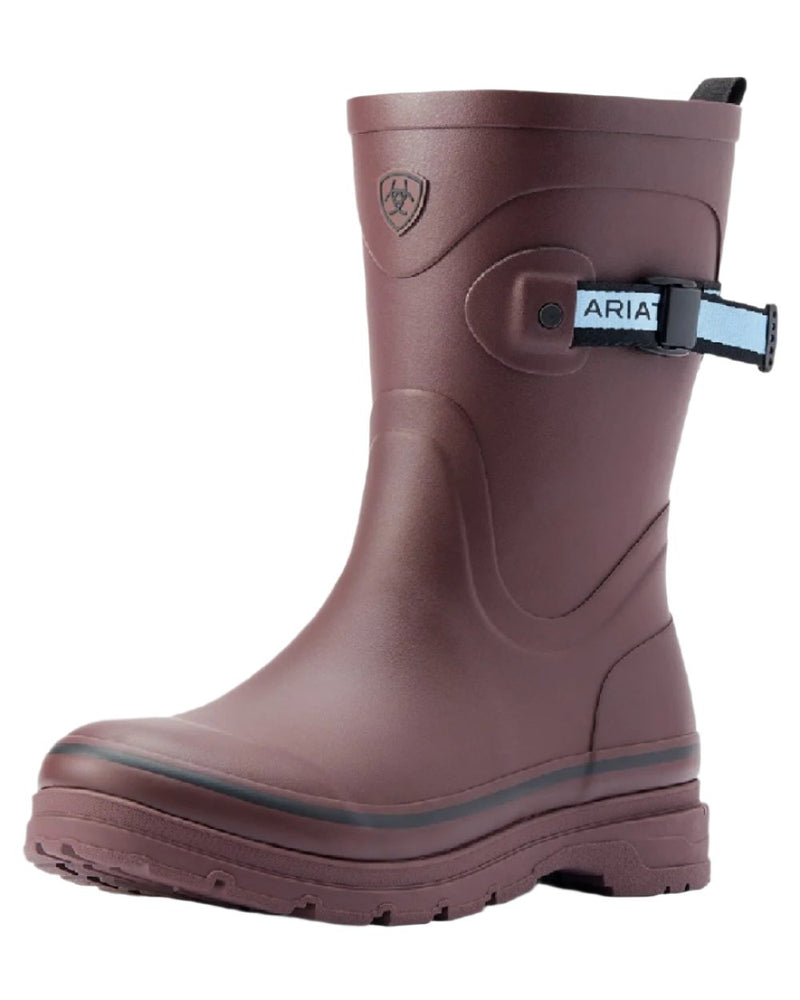 Maroon coloured Ariat Womens Burford Wellington Boots on white background 