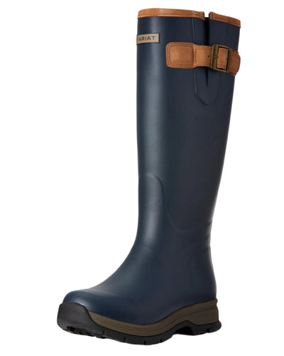 Navy coloured Ariat Womens Burford Wellington Boots on white background #colour_navy