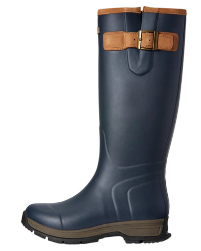 Navy coloured Ariat Womens Burford Wellington Boots on white background #colour_navy