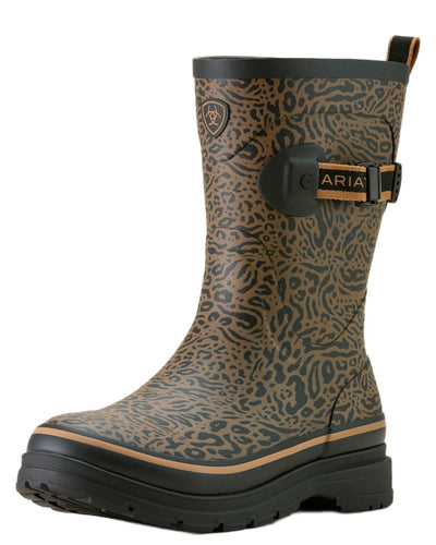 Ocelot Print coloured Ariat Womens Burford Wellington Boots on white background #colour_ocelot-print