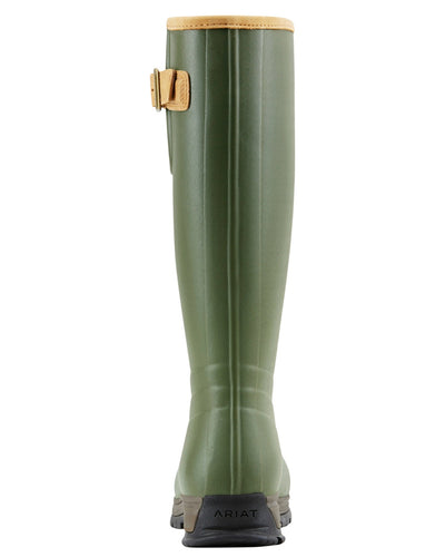 Olive Green coloured Ariat Womens Burford Wellington Boots on white background #colour_olive-green