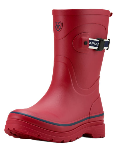 Team Red coloured Ariat Womens Burford Wellington Boots on white background #colour_team-red