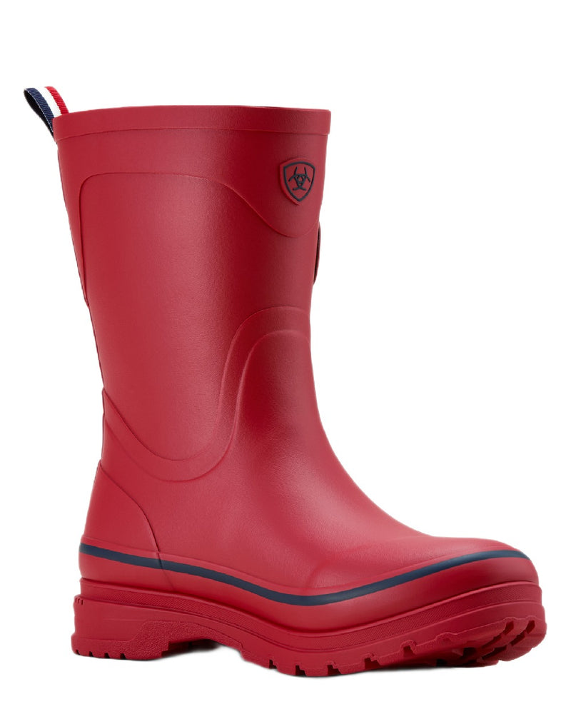 Team Red coloured Ariat Womens Burford Wellington Boots on white background 