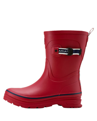 Team Red coloured Ariat Womens Burford Wellington Boots on white background #colour_team-red