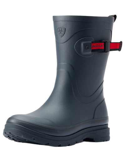 Navy coloured Ariat Womens Kelmarsh Mid Rubber Wellington Boots on white background #colour_navy