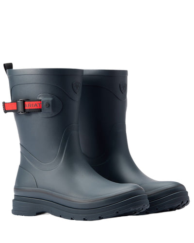 Navy coloured Ariat Womens Kelmarsh Mid Rubber Wellington Boots on white background #colour_navy