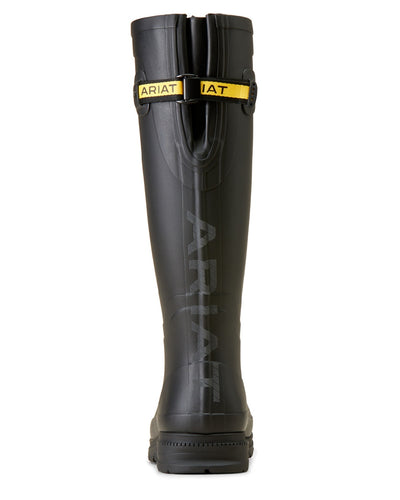 Black coloured Ariat Womens Kelmarsh Wellington Boots on White background #colour_black