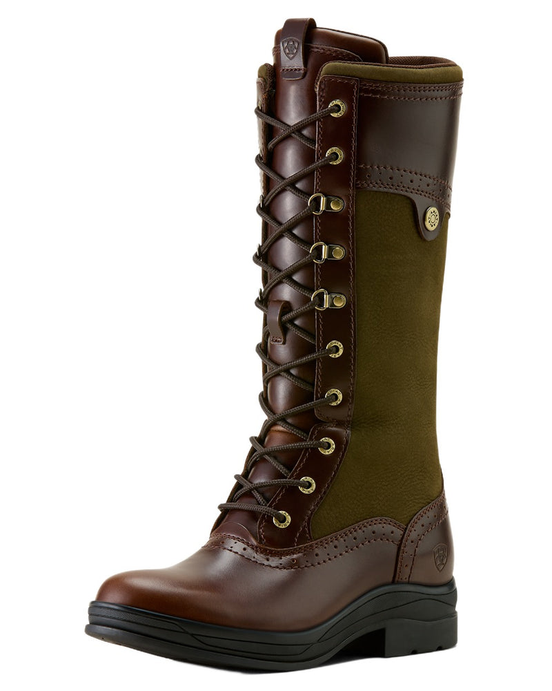 Tobacco Brown Coloured Ariat Womens Wythburn II Waterproof Boots On A White Background 