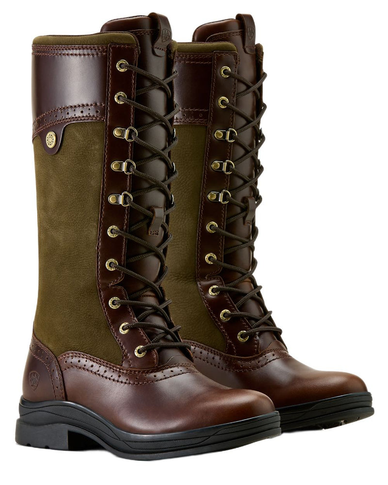 Tobacco Brown Coloured Ariat Womens Wythburn II Waterproof Boots On A White Background 