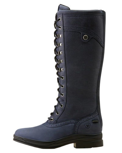 Navy Colour Ariat Wythburn Tall Waterproof Boots On A White Background #colour_navy