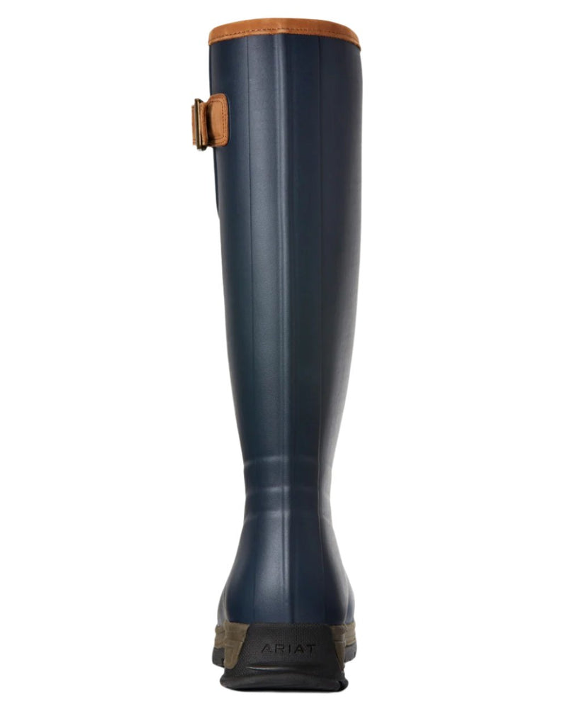 Navy coloured Ariat Womens Burford Wellington Boots on white background 