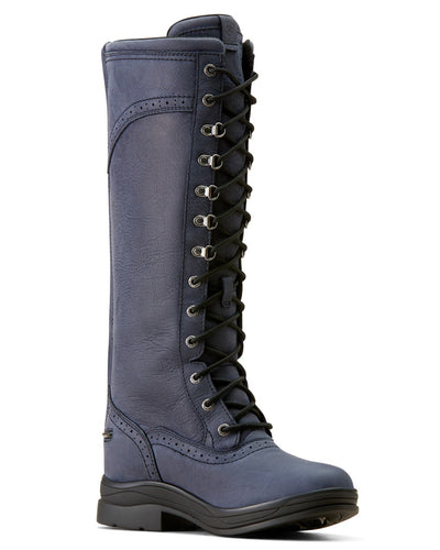 Navy Colour Ariat Wythburn Tall Waterproof Boots On A White Background #colour_navy