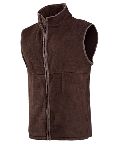 Chocolate Coloured Baleno Harvey Fleece Gilet on white background #colour_chocolate