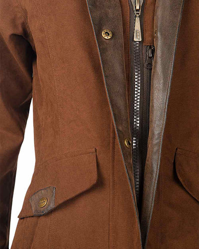 Earth Brown Coloured Baleno Kensington Long Waterproof Coat On A White Background #colour_earth-brown