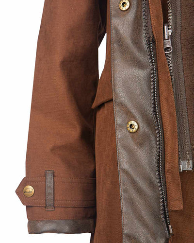 Earth Brown Coloured Baleno Kensington Long Waterproof Coat On A White Background #colour_earth-brown