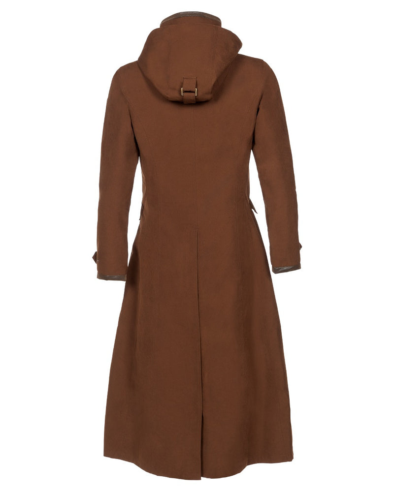 Earth Brown Coloured Baleno Kensington Long Waterproof Coat On A White Background 