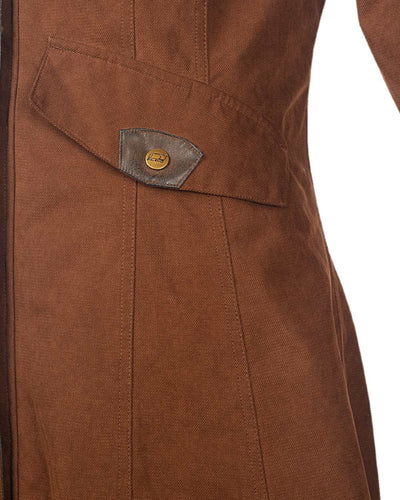 Earth Brown Coloured Baleno Kensington Long Waterproof Coat On A White Background #colour_earth-brown