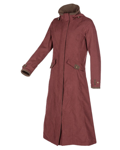 Raspberry Coloured Baleno Kensington Long Waterproof Coat On A White Background #colour_raspberry