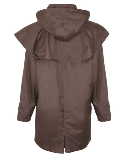 Brown coloured Champion Windsor Ladies' Three-Quarter Length Waterproof Coat on white background #colour_brown