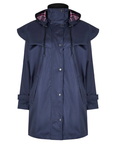 Navy coloured Champion Windsor Ladies' Three-Quarter Length Waterproof Coat on white background #colour_navy