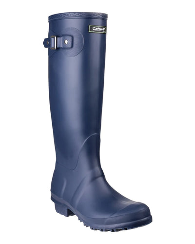 Navy coloured Cotswold Sandringham Buckle Strap Wellingtons on white background #colour_navy