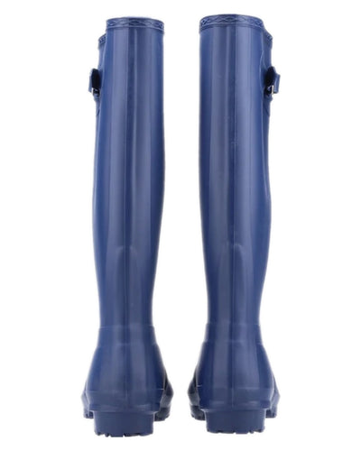 Navy coloured Cotswold Sandringham Buckle Strap Wellingtons on white background #colour_navy