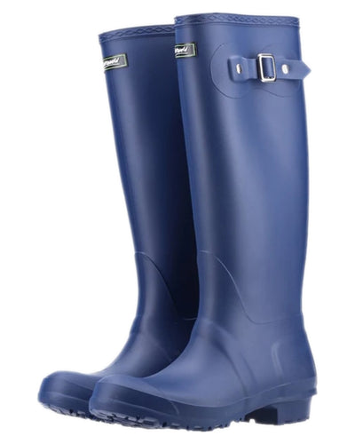 Navy coloured Cotswold Sandringham Buckle Strap Wellingtons on white background #colour_navy