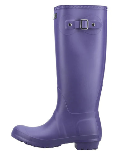 Purple coloured Cotswold Sandringham Buckle Strap Wellingtons on white background #colour_purple