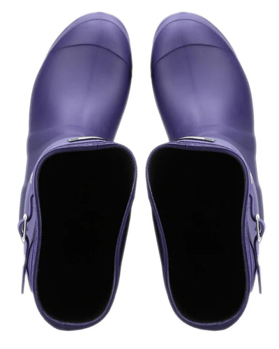 Purple coloured Cotswold Sandringham Buckle Strap Wellingtons on white background #colour_purple