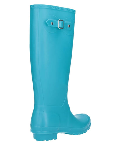 Turquoise coloured Cotswold Sandringham Buckle Strap Wellingtons on white background #colour_turquoise