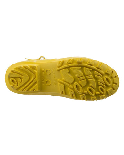 Yellow coloured Cotswold Sandringham Buckle Strap Wellingtons on white background #colour_yellow