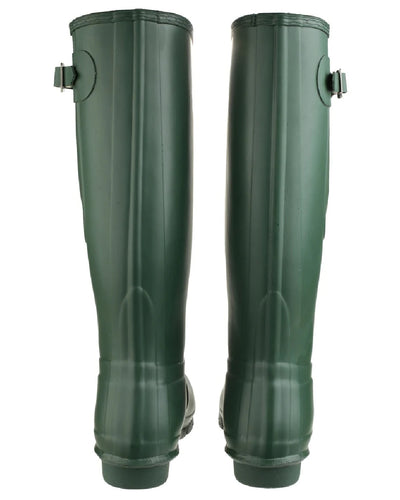 Green coloured Cotswold Windsor Buckle Strap Rubber Wellingtons on white background #colour_green