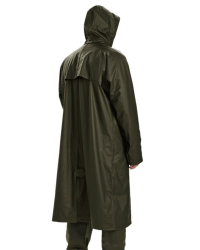 Art Green Coloured Deerhunter Hurricane Long Rain Coat on white background #colour_art-green