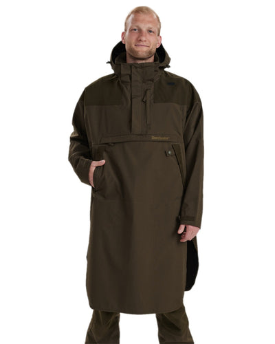 Canteen Coloured Deerhunter Track Rain Long Anorak on white background #colour_canteen