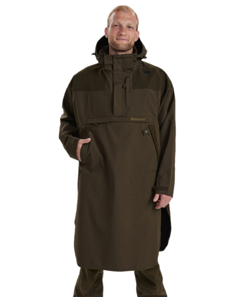 Canteen Coloured Deerhunter Track Rain Long Anorak on white background 