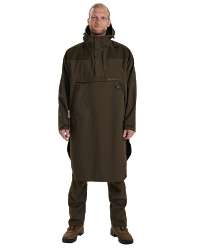 Canteen Coloured Deerhunter Track Rain Long Anorak on white background #colour_canteen