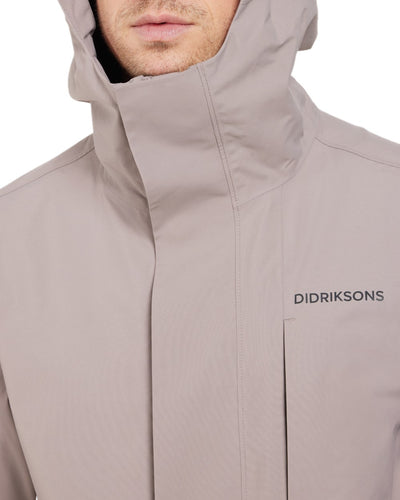 Ash Brown coloured Didriksons Andreas Unisex Parka 2 on white background #colour_ash-brown