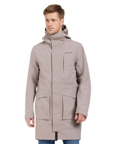 Ash Brown coloured Didriksons Andreas Unisex Parka 2 on white background #colour_ash-brown