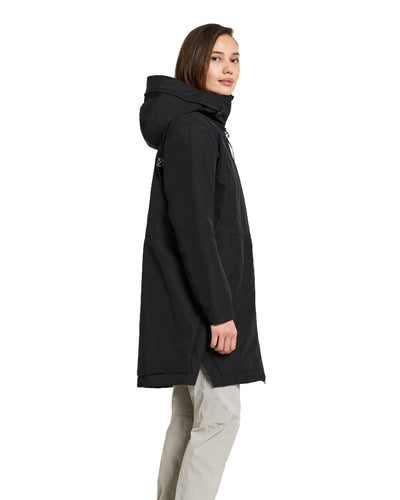 Black Coloured Didriksons Ella Womens Parka 2 On A White Background #colour_black