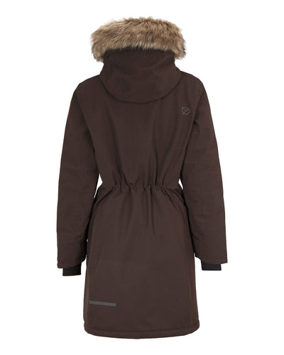 Chocolate Brown Coloured Didriksons Erika Ladies Padded Waterproof Parka 3 On A White Background #colour_chocolate-brown