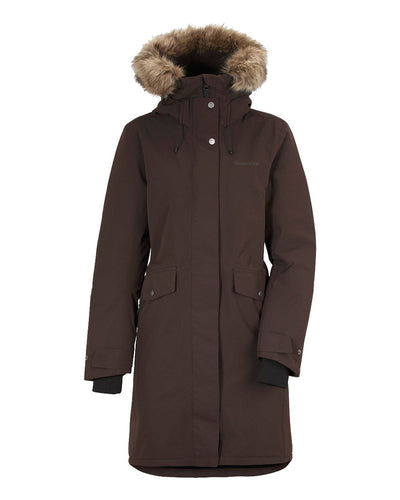 Chocolate Brown Coloured Didriksons Erika Ladies Padded Waterproof Parka 3 On A White Background #colour_chocolate-brown